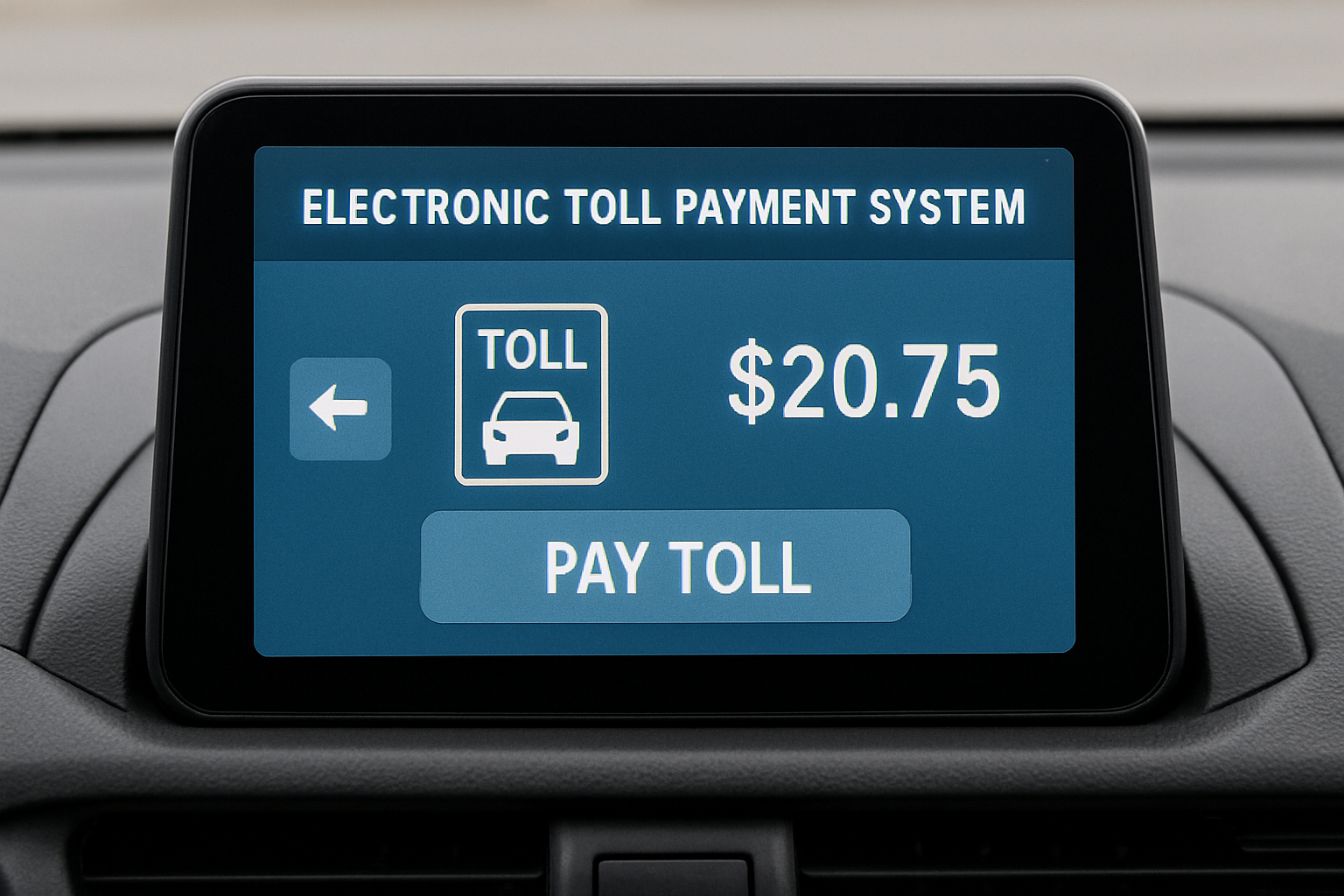 Electronic toll payment system interface in a vehicle